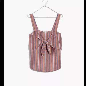 Madewell Front-Tie Cami Top in Rainbow Stripe